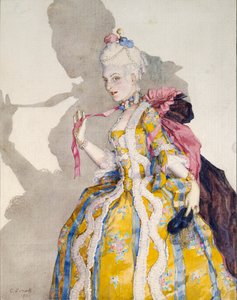 Entwurf für ein Kostüm einer Marquise für die Ballerina Tamara Karsavina, 1924