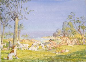 Landschaft mit Hirten und Ziegen von Konstantin Somov