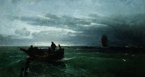 Figuren in einem Ruderboot vor der Küste von Konstantinos Bolanchi