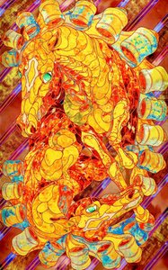 Goldene Mosaik-Pferde