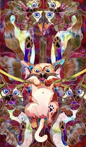 Verspielte Buntglas Katze