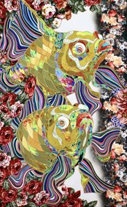 Lebhafter goldener Blumenfisch