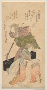 Eine Dame hält ein Shamisen, während eine andere aus einem j?ruri Libretto singt