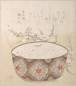 Schale mit Weißfischen und Pflaumenblüten von Kubo Shunman