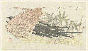 Bambusblatt mit Kombu, Klettenwurzeln und Nandina