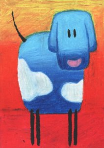Fröhlicher blauer Hund