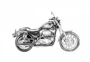Klassische Motorradzeichnung