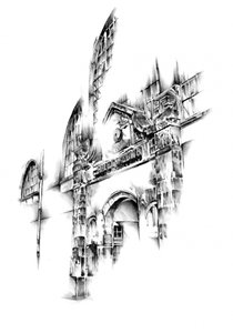 Dekonstruierte Architekturskizze