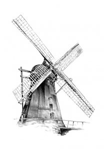 Niederländische Windmühle Skizze