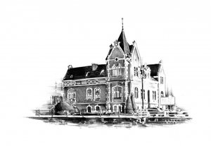 Elegante Herrenhausskizze