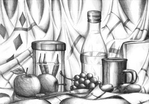 Monochromes Tischstillleben