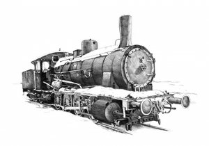 Vintage-Lokomotive im Schnee