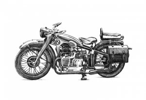 Vintage Motorradzeichnung