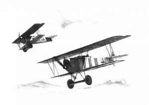 WWI Doppeldecker Fliegen von Kulik