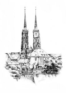 Wrocław Kathedrale am Flussufer