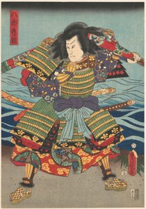 Tametomo, der Bogenschütze, zieht Stoff von Kunisada (I) , Utagawa