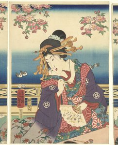 Wohlstand in den Bergen entlang des Sumida-Flusses von Kunisada (II) , Utagawa