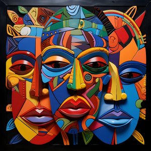 Helle bunte, menschliche Masken Gesichter