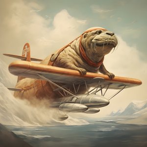 Ein Walross fliegt ein Flugzeug 3 von Kurt Heppke