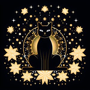Katze in Meditation auf einer Lotusblume sitzend