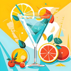 Poster von Zitronen, Cocktails mit Zitronen, Minze