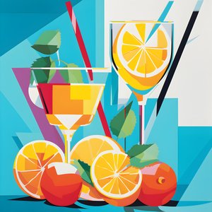 Poster von Zitronen, Cocktails mit Zitronen, Minze