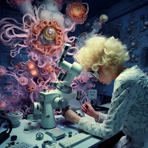Super-Resolution Electron Microscope Shot of Woman im künstlerischen Stil von David LaChapelle 1