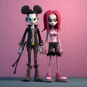 Alptraum vor Weihnachten Punk Rosa Minnie und Mickey Mouse