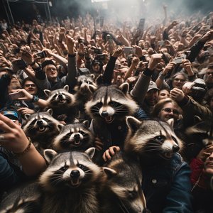eine Horde voller Waschbären bei einer Rockshow von Kurt Heppke