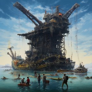 Großes Wrack wird von einem Kran aus dem Meer gezogen