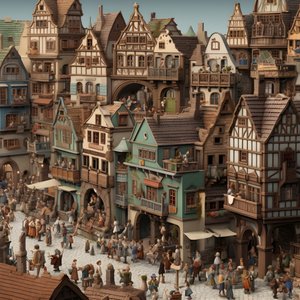 Stadt mit vielen Menschen, realistisch von Kurt Heppke