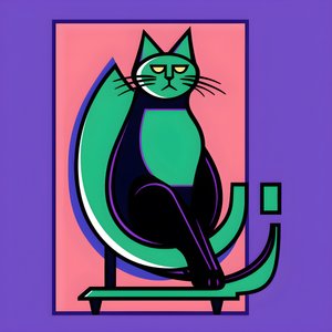 Silberne Katze im modernistischen Stil