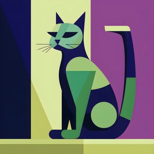 Silberne Katze im modernistischen Stil