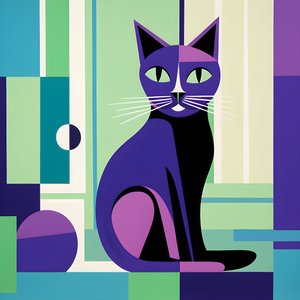 Silberne Katze im modernistischen Stil