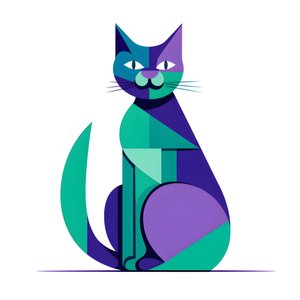 Silberne Katze im modernistischen Stil