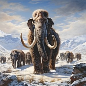 Wollmammut-Herde in der Tundra