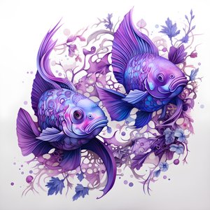 zwei Fische in der Farbe violett