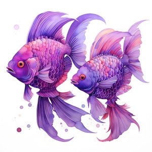 zwei Fische in der Farbe violett