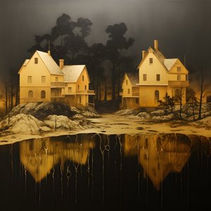 zwei Häuser in Gold