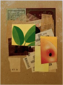 Ohne Titel (Mit Apfelstück und grünen Blättern) von Kurt Schwitters