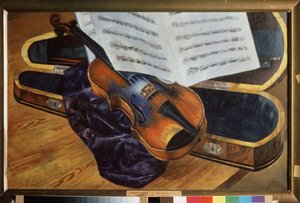 Geige in einem Etui von Kuzma Sergeevich Petrov Vodkin