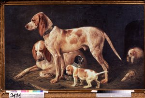 Die Familie von Diana. Gemälde von Alexander Kirillovich Gorbunov (1855-1912), Öl auf Leinwand von Kyrill Antonovitch Gorbunov
