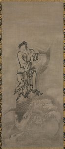 Hotei mit daoistischen Unsterblichen, späte 1600er-frühe 1700er von Kyūseki Tomonobu