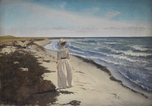 Dame am Strand von Karrebæksminde, Seeland