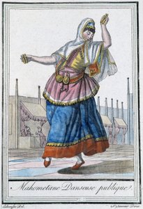 Öffentliche Tänzerin der Mohammedaner - in „Enzyklopädie der Reisen“ von J. Grasset St Sauveur, ed. Deroy, Paris von L.F. Labrousse