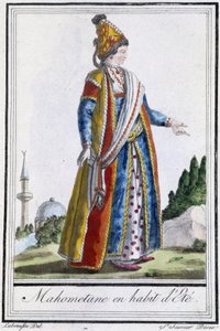 Mohammedanerin in Sommerkleidung - in „Enzyklopädie der Reisen“ von J. Grasset St Sauveur, ed. Deroy, Paris