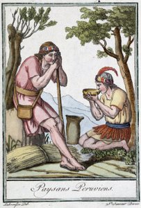 Peruanische Bauern - in „Enzyklopädie der Reisen“ von J. Grasset St Sauveur, ed. Paris