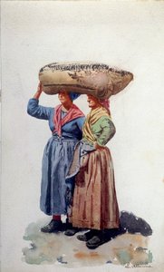 Zwei Hafenarbeiterinnen im Hafen von Genua, ca. 1890 von L. Allavena
