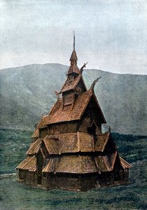 Stabkirche von Borgund, Sogn og Fjordane, Norwegen, ca. 1890 von L Boulanger