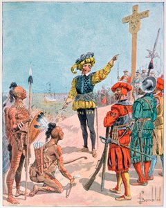 Jacques Cartier nimmt Besitz von der Bucht von Gaspé, Kanada, 1534, 1900